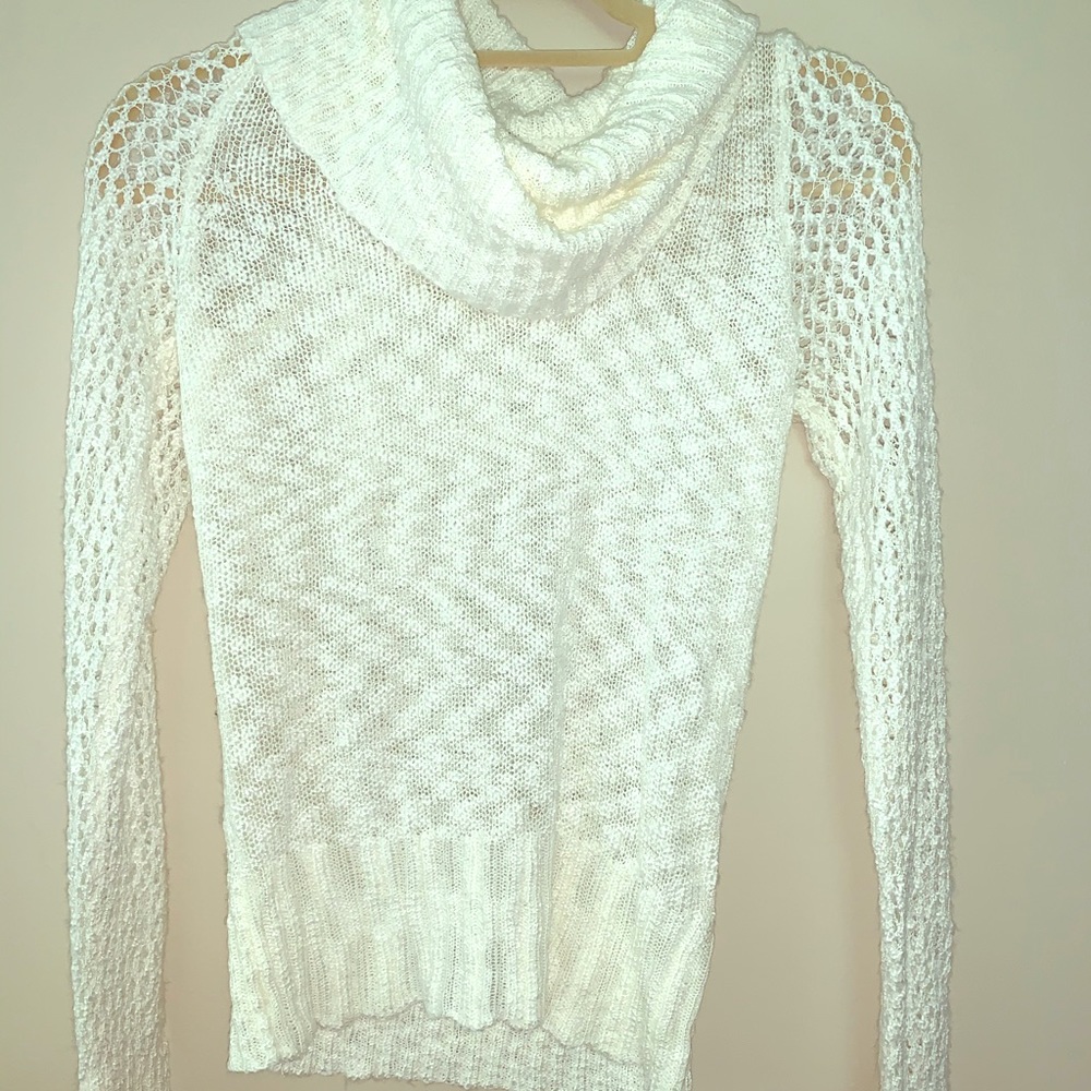 almost famous white crochet sweater medium